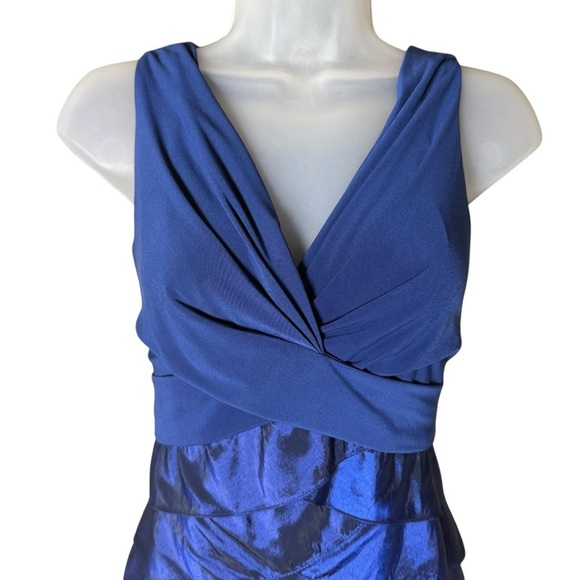 DressBarn Collection Sapphire Blue Cocktail Dress 4 Tiered Sheath Holiday Party - Picture 3 of 9